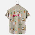 thumbnail image 5 of Hawaiian T-shirts for Men- Easter Rabbit Short Sleeve Beach Tops Bunny Printed Lapel Loose Tops Tops with Pocket, #5, Adult-6XL, 5 of 8