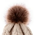 thumbnail image 4 of Holloyiver Winter Warm Pure Color Ladies Braid Ball Pullover Knit Hat, 4 of 5