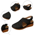 thumbnail image 7 of Wedge Sandals for Women Closed Toe Hollow out Fashion Gladiator Summer Beach Orthopedic Shoes with Hook and Loop Black Size 6.5, 7 of 7