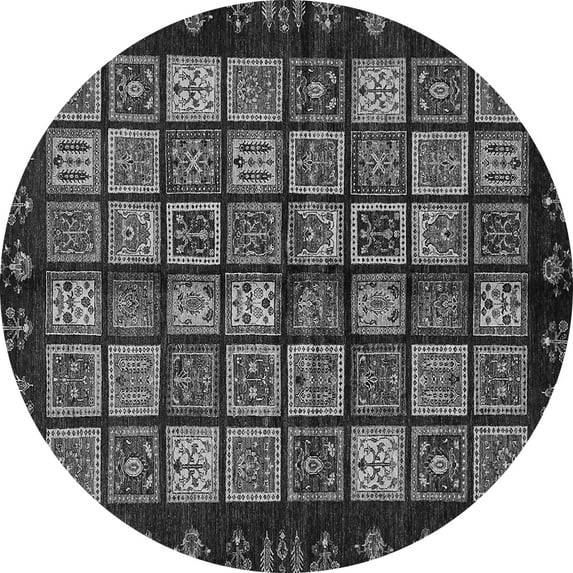 Ahgly Company Indoor Round Abstract Gray Modern Area Rugs, 8' Round