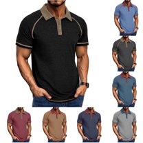 BiZtdJrK Mens Contrast Collar Polos Lightweight Moisture Wicking Golf Shirt Raglan Short Sleeve Collared T-shirt Sales of Today Red S