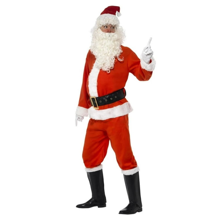 Deluxe Santa Costume & Hat Adult Red White Deluxe Santa Costume & Hat Adult Red White