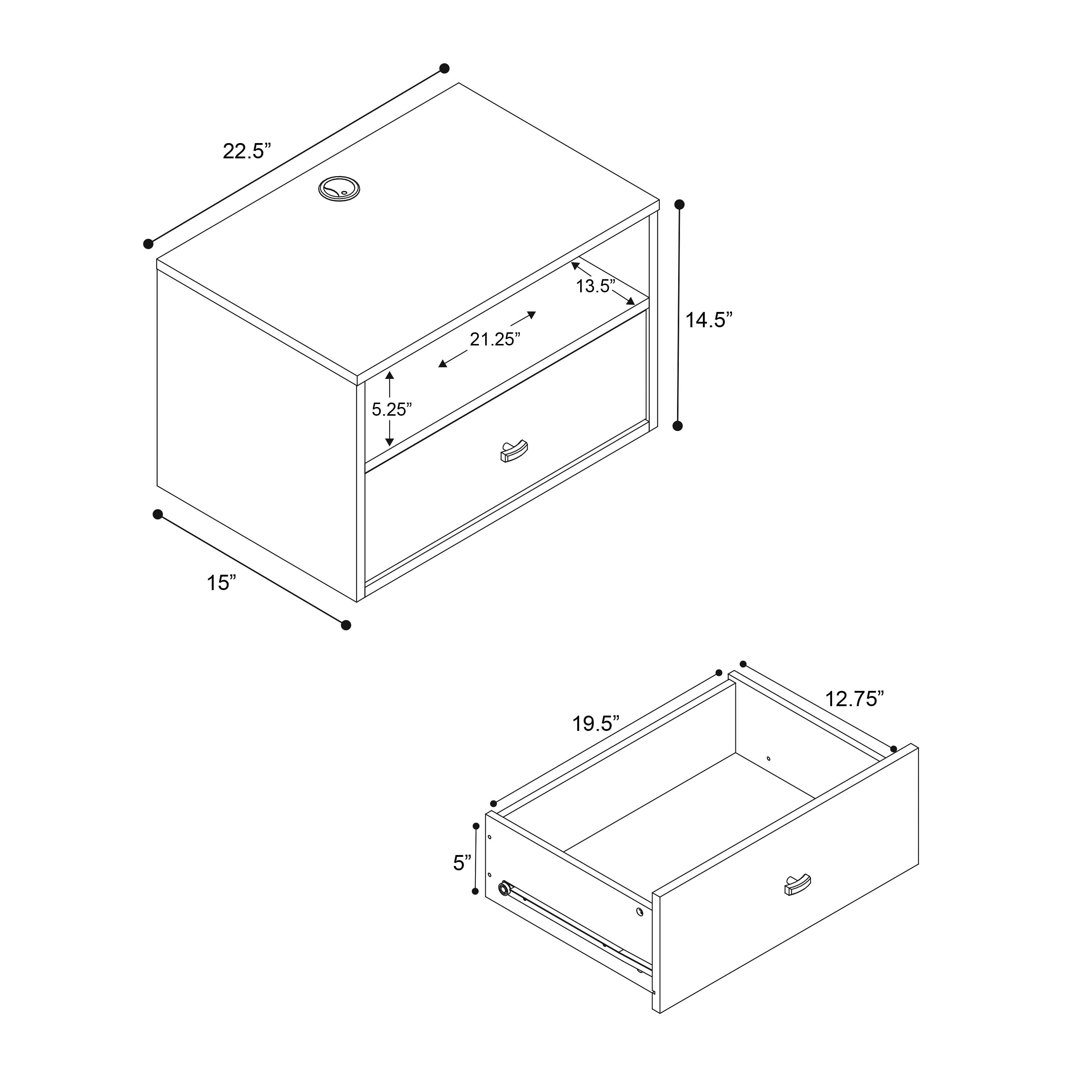 Prepac Floating Nightstands - Set of 2 - Black