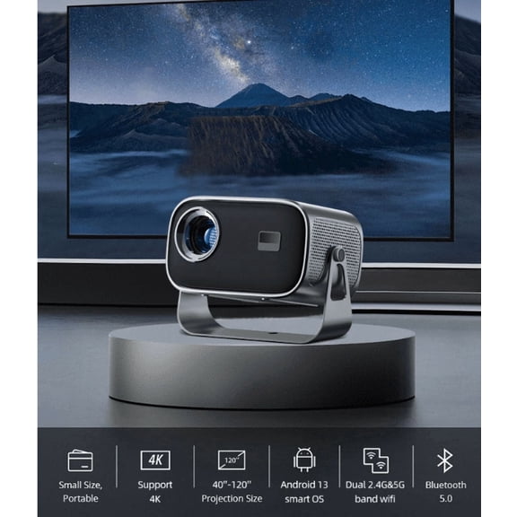 Portable Cloud Projector 720P HD, 4K Decoding, WiFi & Bluetooth