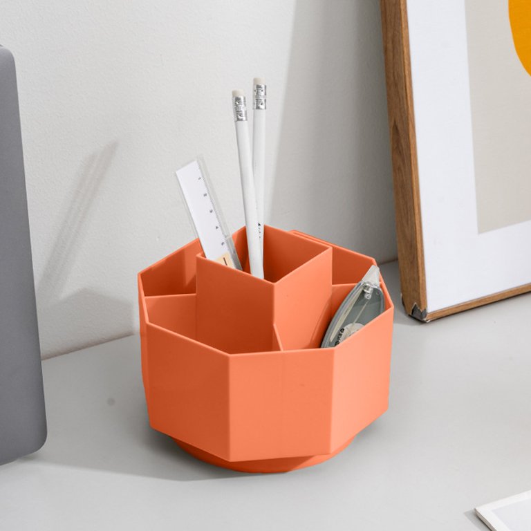 5-Compartment Spinning Pen Holder | 360° Rotating Desktop Organizer For Office, School & Home