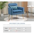 thumbnail image 3 of Velvet Accent Chair with Embroidered Pillow, Upholstered Tufted Lounge Chair with Pillow Back Design, Sponge Cusion and Rose Golden Feet, Single Sofa Club Armchair for Living Room Bedroom, Blue, 3 of 7