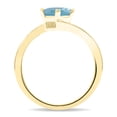 thumbnail image 2 of SZUL Women's Solitaire Square Shaped Aquamarine Wave Ring in 10K Yellow Gold, 2 of 5