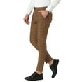 thumbnail image 5 of INSPIRE CHIC Men's Plaid Slim Fit Flat Front Dress Pants with Pockets 32 Brown, 5 of 7