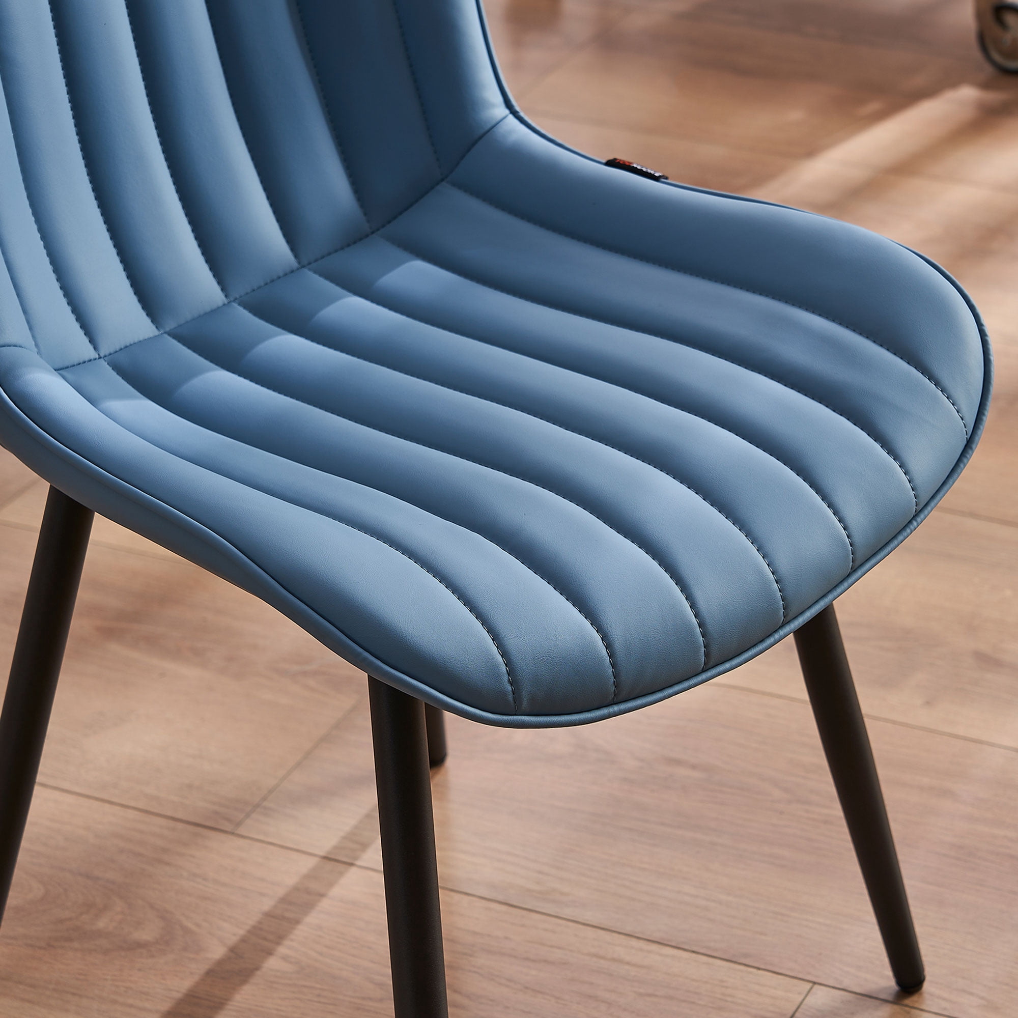 YOUNIKE Soft Dining Chair Set of 2 Faux Leather Upholstered Wide Back Kitchen Chair, Blue