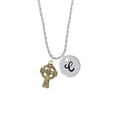 thumbnail image 2 of Delight Jewelry Goldtone Large Celtic Cross Silvertone Script Initial Disc - C - Charm Necklace, 20"+3", 2 of 4