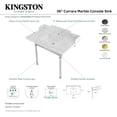 thumbnail image 6 of Kingston Brass LMS3622M8SQ0ST Wesselman 36" Carrara Marble Console Sink with Stainless Steel Legs (8-Inch, 3-Hole), Carrara Marble White/Matte Black, 6 of 7
