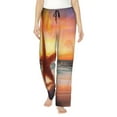 thumbnail image 2 of Goofa Starfish Sunset Sea Beach Printed Soft Pajama Pants for Women, Wide Leg Comfy Casual Lounge Yoga Pants-Large, 2 of 9