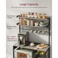 thumbnail image 6 of VASAGLE Bakers Rack with Power Outlet, 35.4 Inches Microwave Stand, Coffee Bar, 4 AC Outlets, with Adjustable Shelves, 8 S-Hooks, Basket, Spice Racks, Heather Greige and Ink Black, 6 of 8