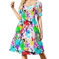 thumbnail image 2 of 2024 Watercolor splatter effect neon colors Dress prom clothes summer women's dress, 2 of 7