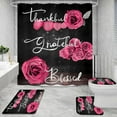 thumbnail image 2 of Juego de 4 cortinas de ducha con rosas amarillas con alfombras antideslizantes, tapa de inodoro y alfombrilla de baño, decoración de baño elegante y llamativa con motivos florales, agradecidos,, 2 of 6