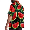 thumbnail image 3 of Watermelon Men's Poplin Shirt, Casual Short Sleeve Printed Button Down Summer Beach Unisex Shirts, 3 of 6
