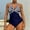 Style1-Dark Blue womens swimsuits, variant on Women Hanging Neck Sling High Waist Striped Printed Bikini Swimsuit Black L