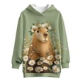 thumbnail image 4 of Psesaysky Girls and Toddlers' Pullover Capybara Daisy Flower Printed Long Hoodie Sweatshirt with Kangaroo Pocket Casual Loose Sweatshirts for 9-10 Years, 4 of 7
