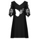 thumbnail image 5 of Vestidos de manga corta con hombros descubiertos y encaje con cuello en V estampado sexy de verano para mujer Fridja bnh5506, 5 of 9