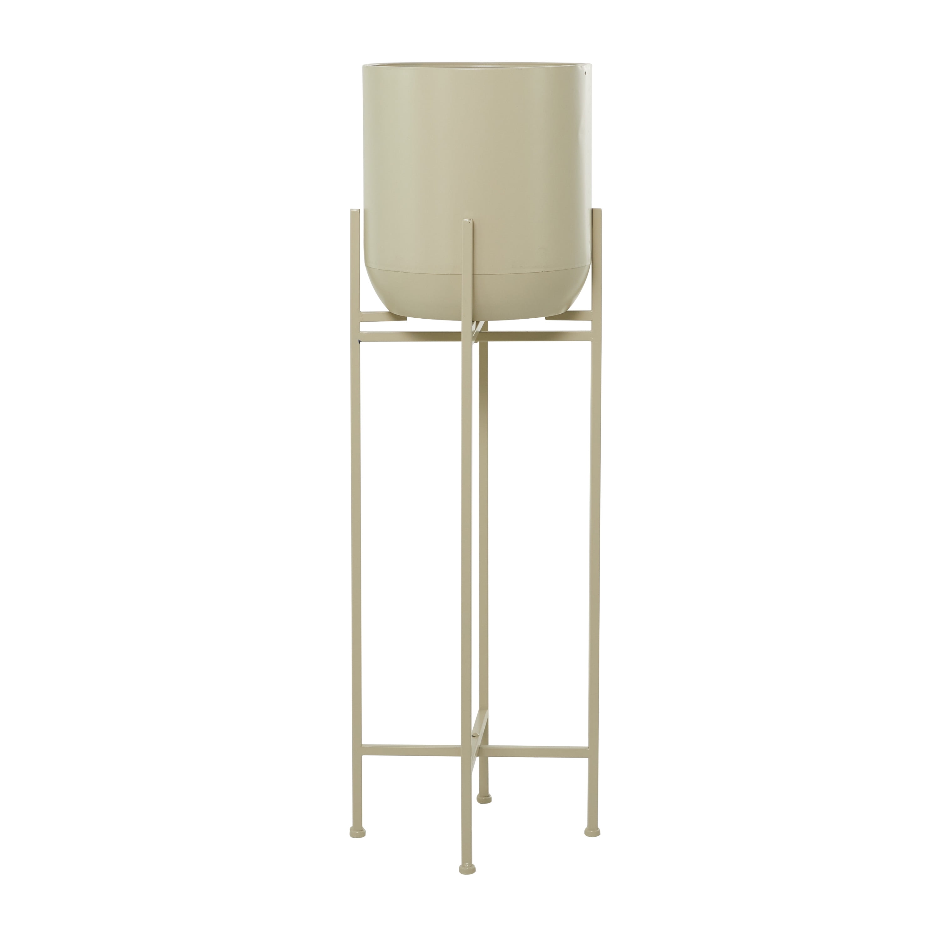 CosmoLiving by Cosmopolitan 13" x 42" Deep Recessed Dome Beige Metal Planter with Removable Stand