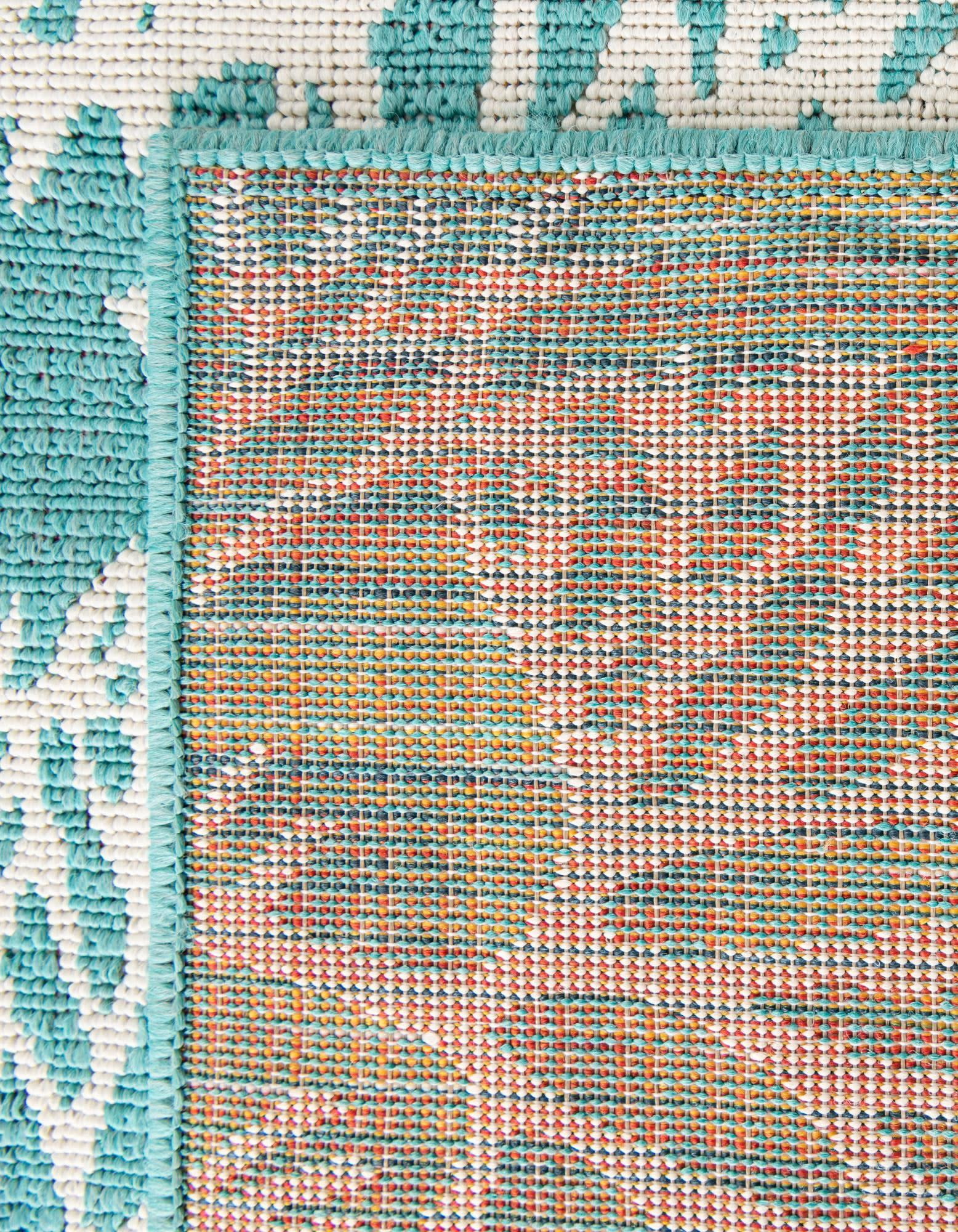 Unique Loom Outdoor Coastal Collection Area Rug - Coral (5' 3" x 8' Rectangle Teal/Ivory)