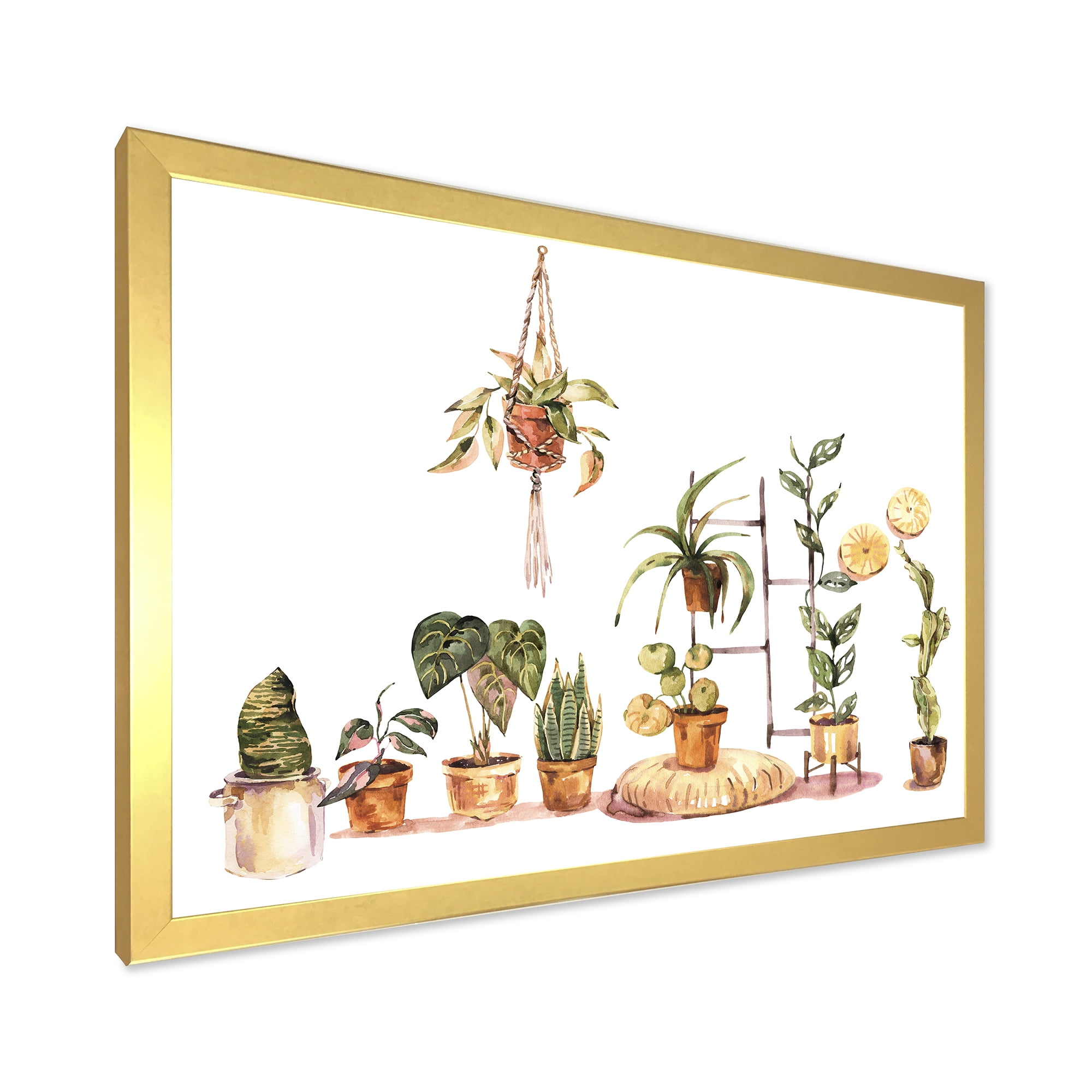 Designart 'Indoor House Plants Urban Jungle in Flowerpots II' Traditional Framed Art Print