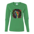 thumbnail image 2 of Wild Bobby The Power of Unity Colorful Fist Puff Print Fashion Womens Graphic Long Sleeve Tee, Kelly, Small, 2 of 6