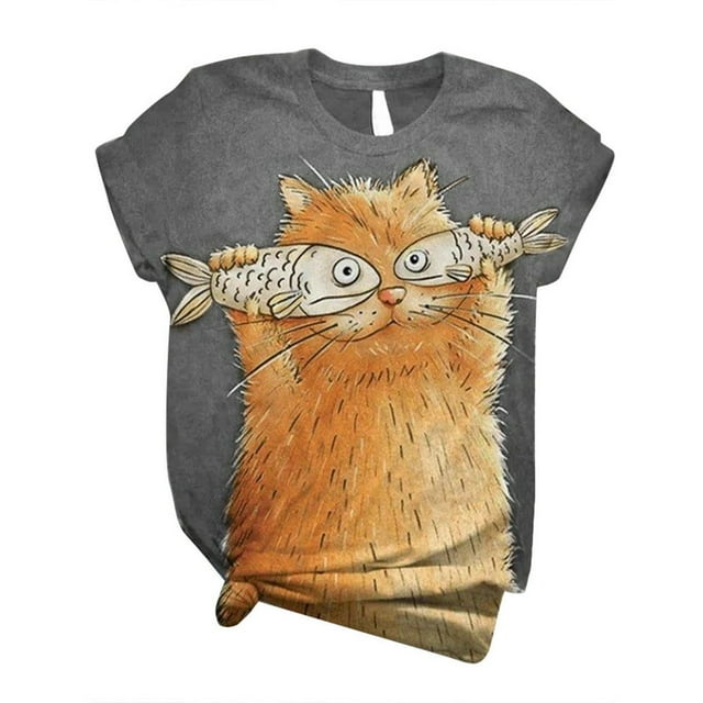PENGXIANG T-Shirt à Manches Courtes Imprimé Animal 3D Col Rond pour Femmes Grande Taille