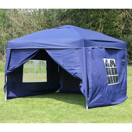 10 x 10 PALM SPRINGS EZ POP UP BLUE CANOPY GAZEBO TENT WITH 4 SIDE WALLS NEW