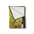 thumbnail image 2 of Landscape Soft Flannel Fleece Blanket, Pine River in Fall Forest Faded Maple Leaves Deciduous Trees in Autumn, Cozy Plush for Indoor and Outdoor Use, 70" x 90", Green Yellow Cinnamon, by Ambesonne, 2 of 6