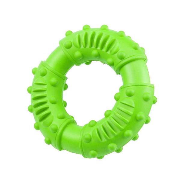 Juguetes masticables verdes, duraderos con anillo de goma para perros, para limpiar los dientes de perros grandes y medianos.