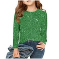thumbnail image 1 of FAIWAD T-Shirts à Manches Longues Scintillants pour Filles, Col Ras du Cou, Légers, Tendance, pour Fête, Blouses, 1 of 6