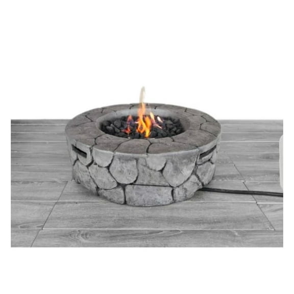 9" H x 28" W Fiber Reinforced Concrete Fire Pit, Stone Grey Finish, Modern Outdoor Fireplace, Patio, Backyard, Garden Durable Heating