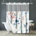 thumbnail image 5 of Americanflat 72x75 Hookless Shower Curtain - Floral Blue and Pink Shower Curtain with Sheer Panel, Snap-In Liner, and Grommets - 100% Polyester, 5 of 8