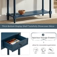 thumbnail image 5 of GZXS 36" Traditional Console Table with Drawers & Shelf, Antique-Inspired Entryway Table with Solid Pine Legs, for Living Room, Hallway, Dining Room (Dark Navy), 5 of 10