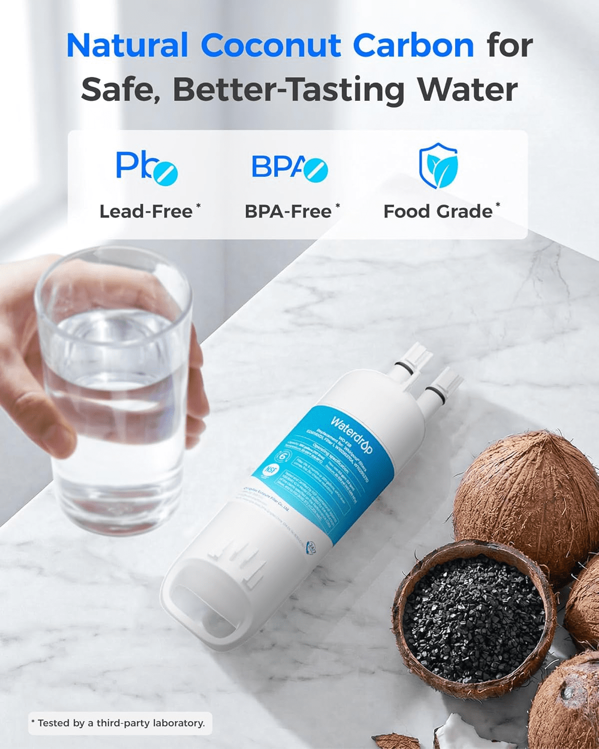Waterdrop EDR1RXD1 Replacement for Everydrop® Filter 1,W10295370A, EDR1RXD1B, P8RFWB2L, P4RFWB, Kenmore® 46-9081, 46-9930, WD-F38 Refrigerator Water Filter, 3 Pack