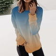thumbnail image 3 of qucoqpe Women's Oversized Gradient Print Sweatshirt Trendy Side Split Crewneck Pullover Blouse Soft Long Sleeve Casual Top, 3 of 6