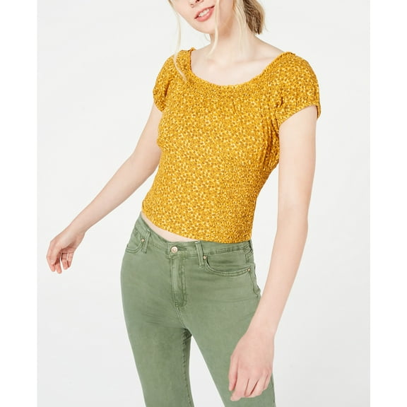 Self Esteem Juniors Floral-printed Smocked Peasant Top Size S