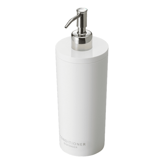 Yamazaki Home Round Shower Dispenser - Three Styles, ABS Plastic, Conditioner, 16.9 fluid oz., 500 ml White