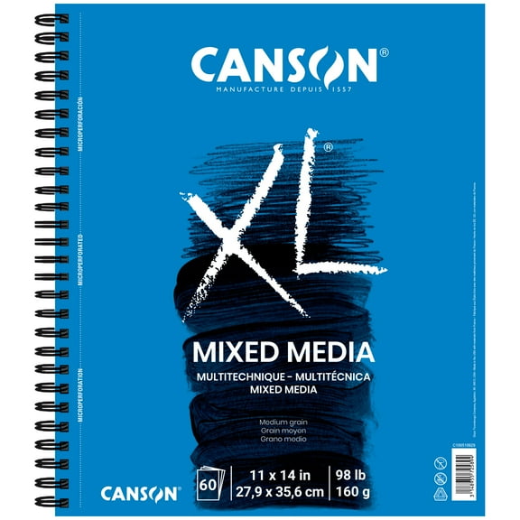 Canson XL Series Mixed Media Pad, Side Wire, 11x14 inches, 60 Sheets – Heavyweight Art Paper for Watercolor, Gouache, Marker, Painting, Drawing, Sketching
