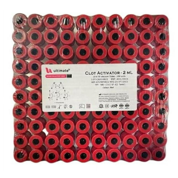 4 ml Red Plain 12x75 mm non vacuum Test Tube pp (Pack of 100)