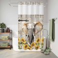 thumbnail image 6 of No Hook Shower Curtain, Farmhouse Elephants Shower Curtains for Bathroom with See Through Top Window, Spring Summer Sunflowers Wood Grain Waterproof & Washable Bath Curtain Narrow 54"x78", 6 of 9