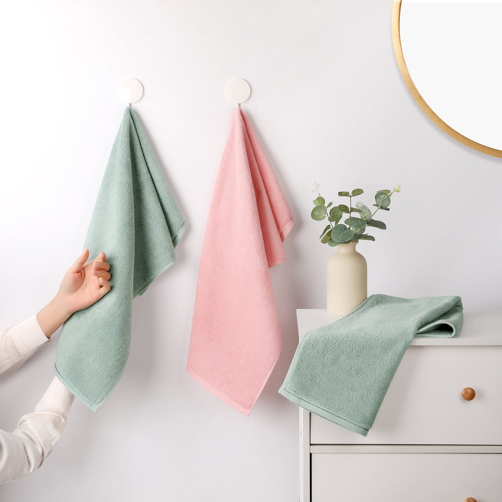 Unique Bargains Cotton Hand Towels Soft Absorbent Towel Set White 4-Piece