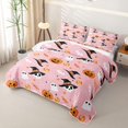 thumbnail image 3 of Homewish Girly Pastel Halloween Bed Spread Queen,Witch Hat Skull Pumpkin Candy Print Queen Coverlet Set,Blush Pink,3 Pieces, 3 of 7