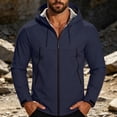 thumbnail image 6 of Men's Lightweight Raincoat Thicken Fleece Lined Softshell Jacket Waterproof Warm Windbreaker with Zip Pockets for Hiking Camping Outdoor, Navy, XXL, 6 of 10
