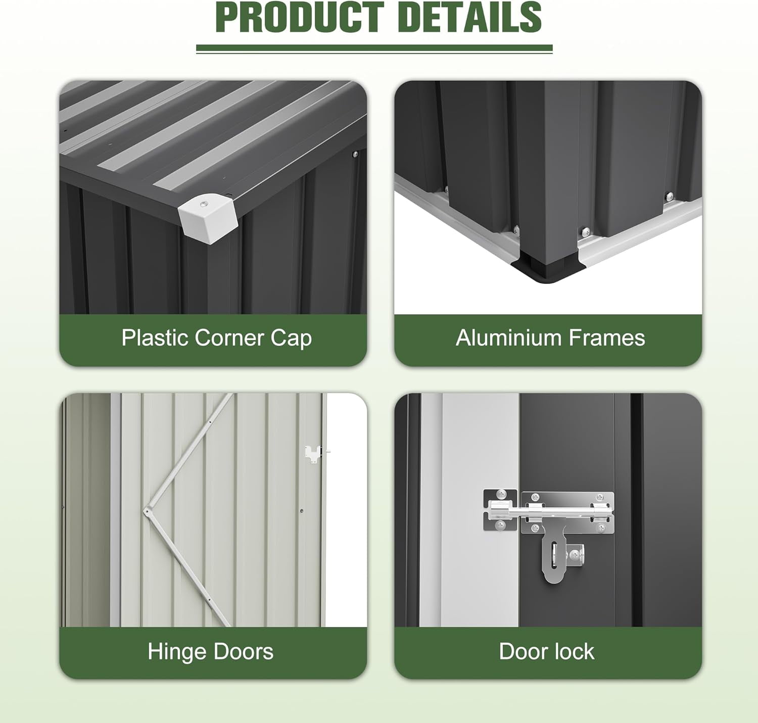 4×6 Ft Metal Outdoor Storage Shed,Waterproof with Lockable Door for Backyard, Patio, Garden, Dark Grey