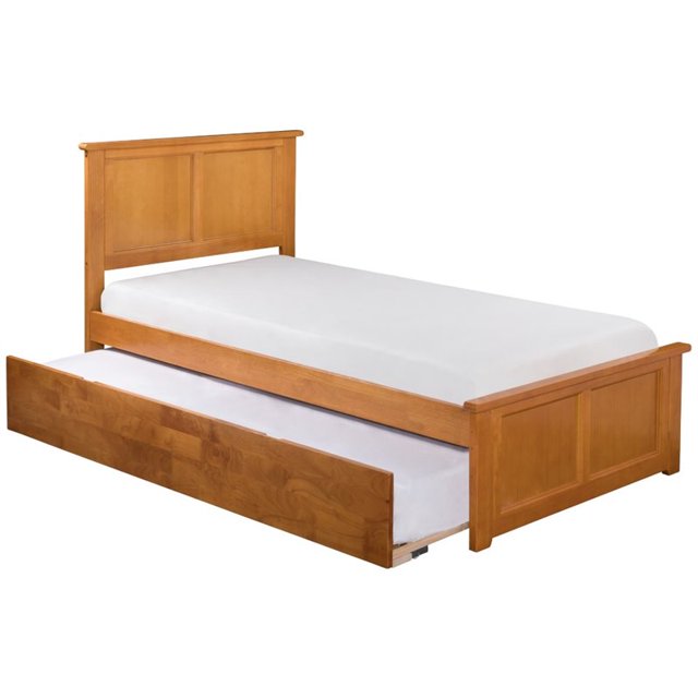 Atlantic Furniture Madison Lit Simple avec Gigogne en Latte Caramel