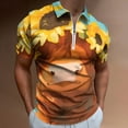 thumbnail image 2 of Highland Cow with Sunflowers Men Zipper T-shirt Summer Casual Short Sleeve T-shirt Top, 2 of 7