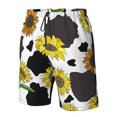 thumbnail image 5 of Kll Black Cow Print With Sunflowers Country Men'S Casual Summer Beach Shorts Hawaiian Shorts With Pockets-3x-Large, 5 of 9