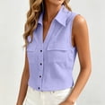 thumbnail image 4 of Yievot Womens Button Down Sleeveless Shirt with Pockets Collared Casual Summer Office Workwear Tops, 4 of 8